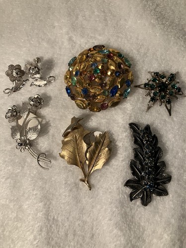 Vintage 7pc mixed lot brooches - vintage,